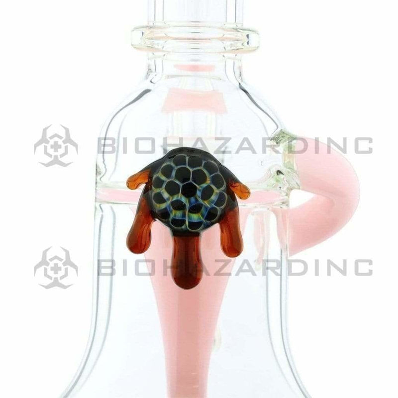 Biohazard Inc Glass Dab Rig Water Pipe 8" Recycler Honeycomb Marble Pink