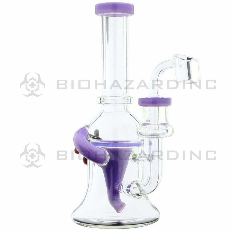 Biohazard Inc Glass Dab Rig Water Pipe 8" Recycler Honeycomb Marble Purple