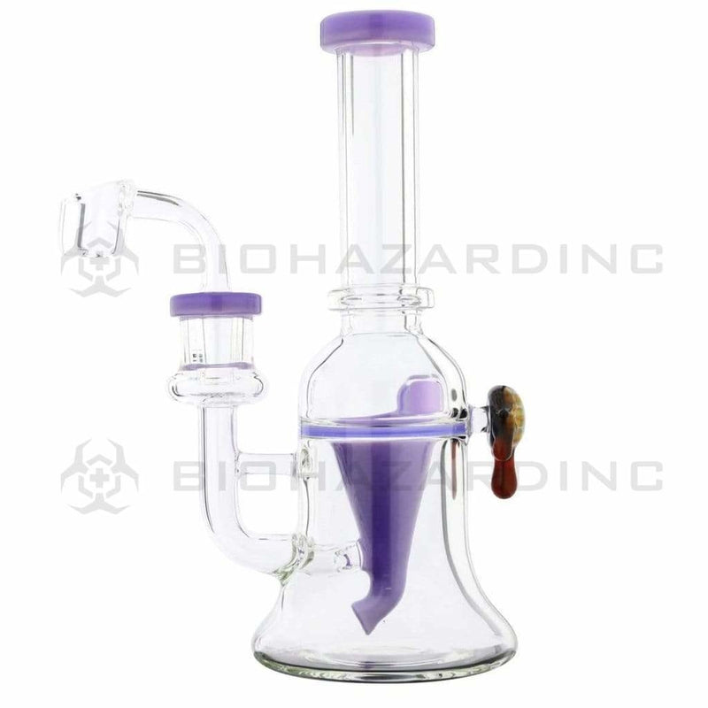 Biohazard Inc Glass Dab Rig Water Pipe 8" Recycler Honeycomb Marble Purple