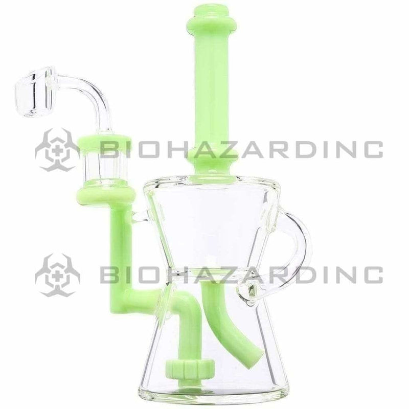 Biohazard Inc Glass Dab Rig Water Pipe 8" Recycler Hourglass Showerhead Rig Slyme