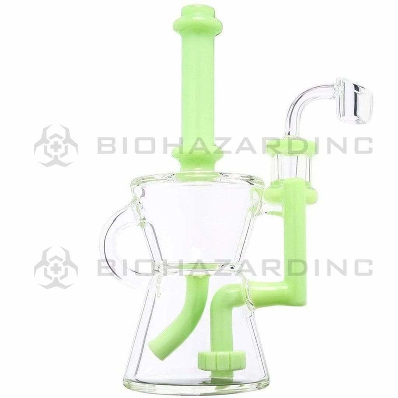 Biohazard Inc Glass Dab Rig Water Pipe 8" Recycler Hourglass Showerhead Rig Slyme