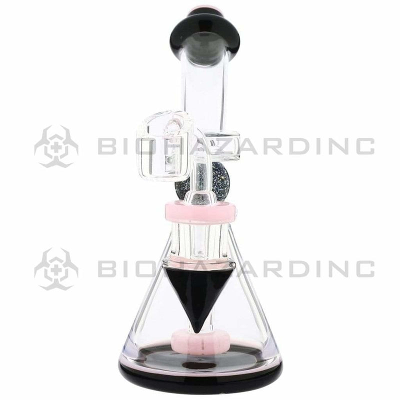 Biohazard Inc Glass Dab Rig Water Pipe 8" Showerhead Rig Dichro Marble Beaker Pink