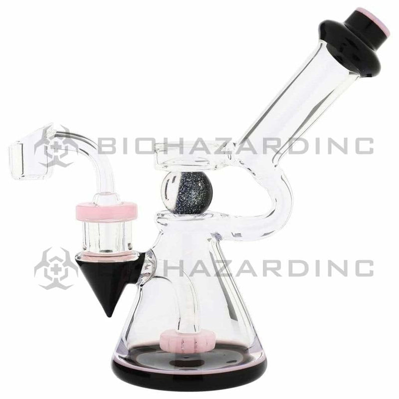 Biohazard Inc Glass Dab Rig Water Pipe 8" Showerhead Rig Dichro Marble Beaker Pink