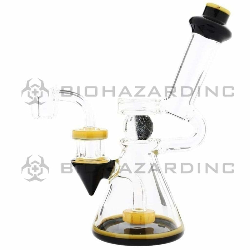 Biohazard Inc Glass Dab Rig Water Pipe 8" Showerhead Rig Dichro Marble Beaker Yellow Jade