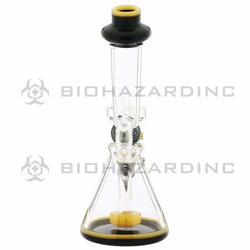 Biohazard Inc Glass Dab Rig Water Pipe 8" Showerhead Rig Dichro Marble Beaker Yellow Jade