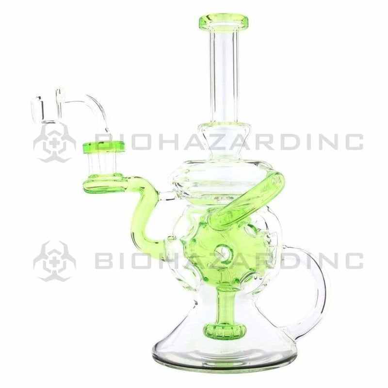 Biohazard Inc Glass Dab Rig Water Pipe 9" Showerhead Swiss Rcycler Rig Green