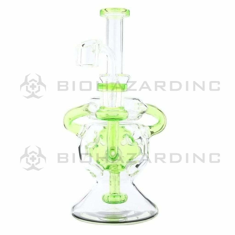 Biohazard Inc Glass Dab Rig Water Pipe 9" Showerhead Swiss Rcycler Rig Green