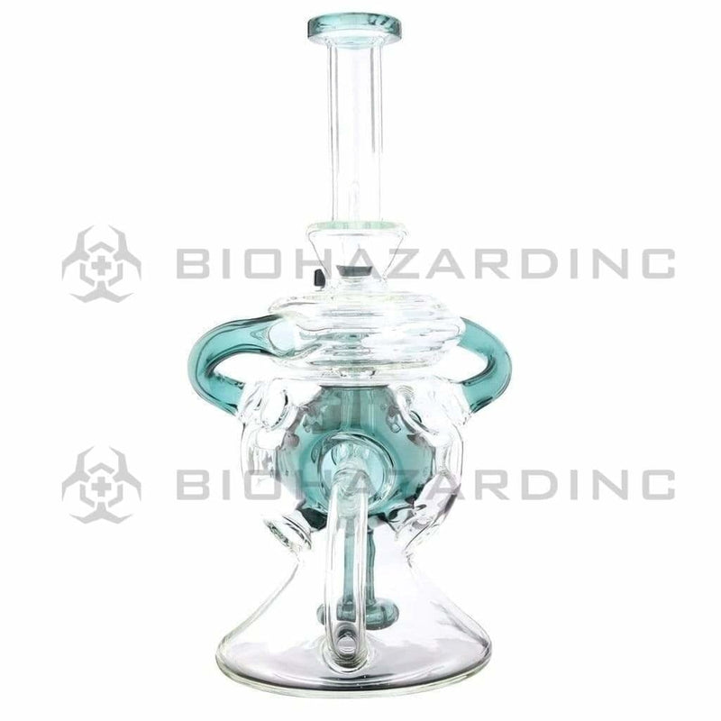 Biohazard Inc Glass Dab Rig Water Pipe 9" Showerhead Swiss Rcycler Rig Lake Green