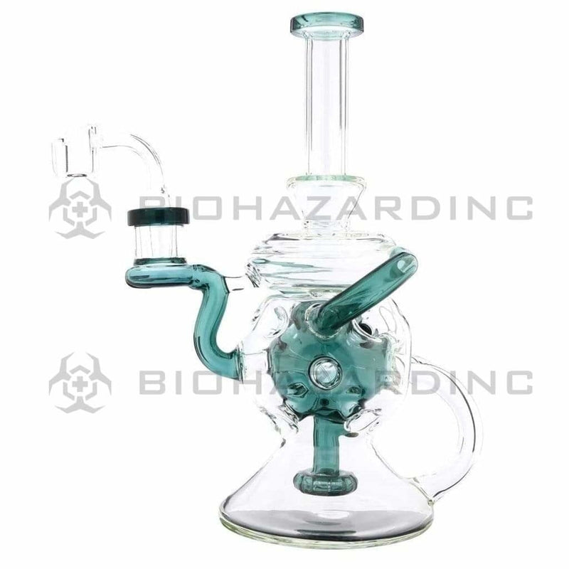 Biohazard Inc Glass Dab Rig Water Pipe 9" Showerhead Swiss Rcycler Rig Lake Green