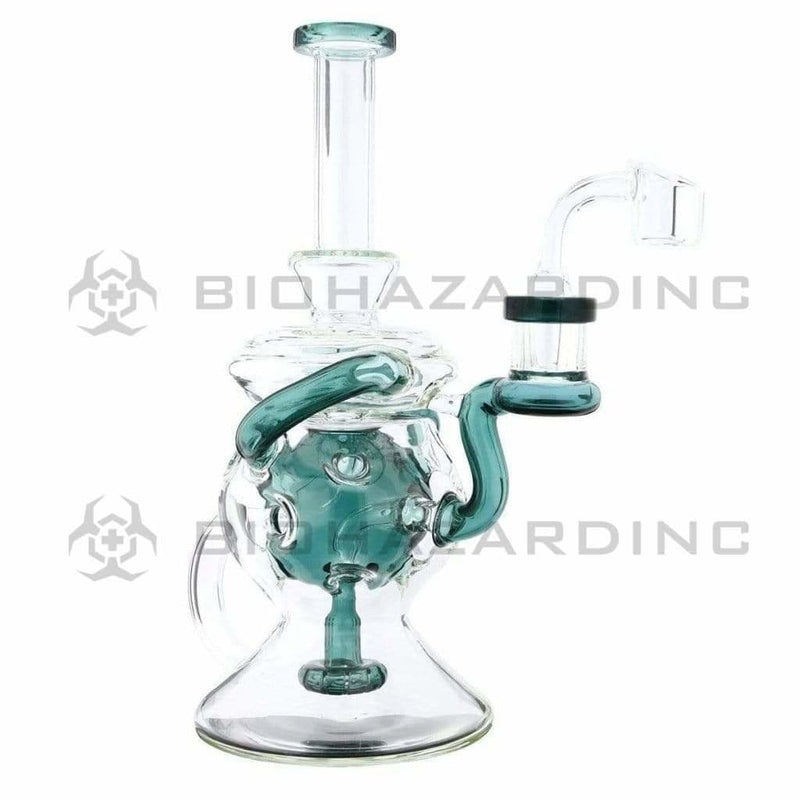 Biohazard Inc Glass Dab Rig Water Pipe 9" Showerhead Swiss Rcycler Rig Lake Green