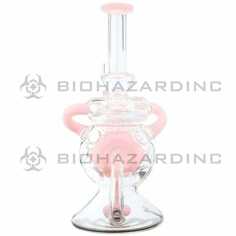 Biohazard Inc Glass Bong Water Pipe 9" Showerhead Swiss Rcycler Rig Pink