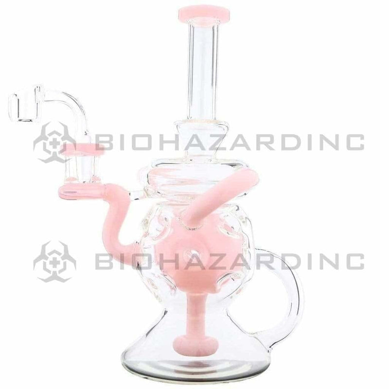 Biohazard Inc Glass Bong Water Pipe 9" Showerhead Swiss Rcycler Rig Pink