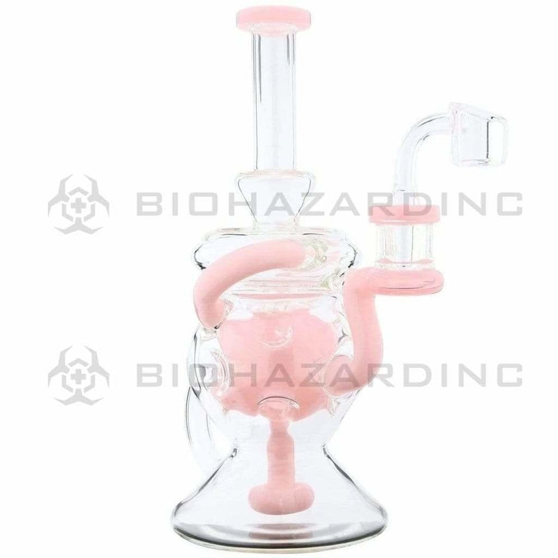 Biohazard Inc Glass Bong Water Pipe 9" Showerhead Swiss Rcycler Rig Pink