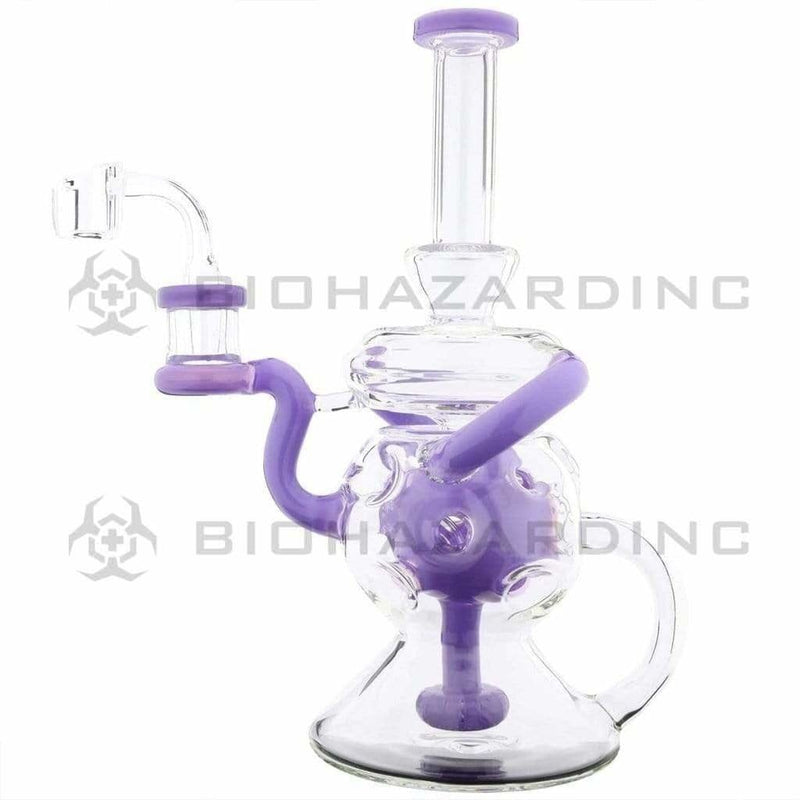 Biohazard Inc Glass Dab Rig Water Pipe 9" Showerhead Swiss Rcycler Rig Purple