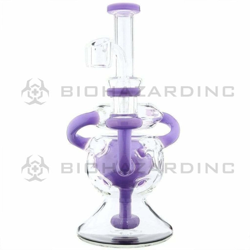 Biohazard Inc Glass Dab Rig Water Pipe 9" Showerhead Swiss Rcycler Rig Purple