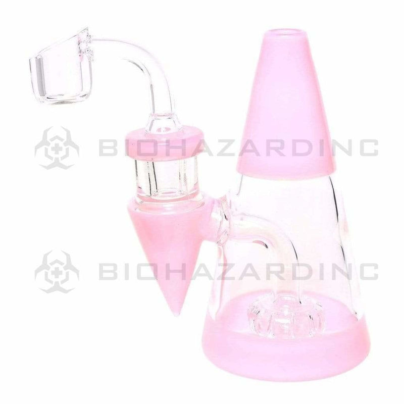 Biohazard Inc Glass Dab Rig Water Pipe Minimalist 5" Rig Pink