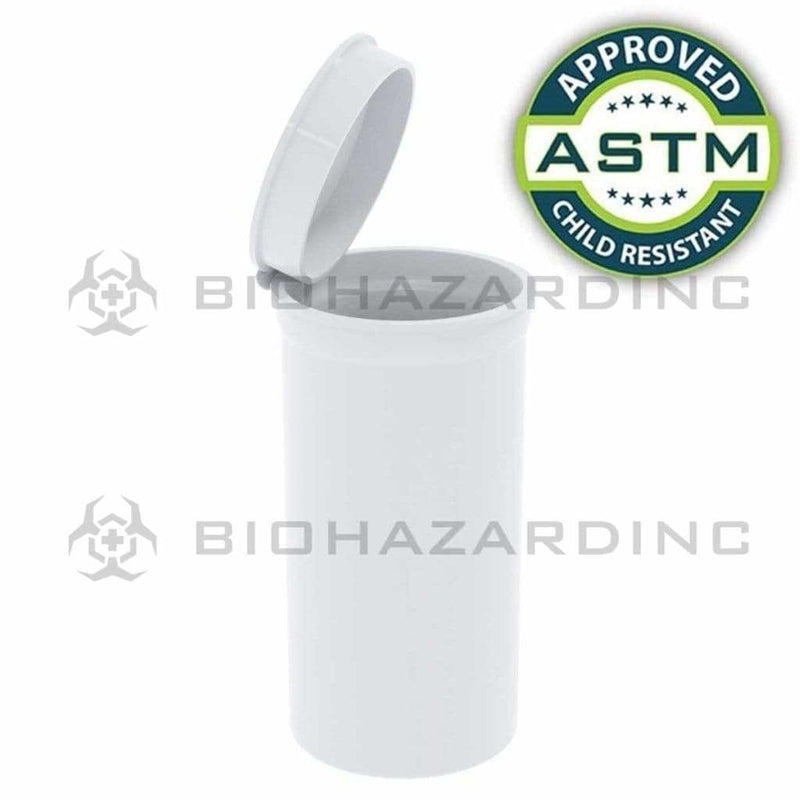 Biohazard Inc Child Resistant Pop Top Bottle White CR Pop Top Bottle 13 Dram - 315 Count