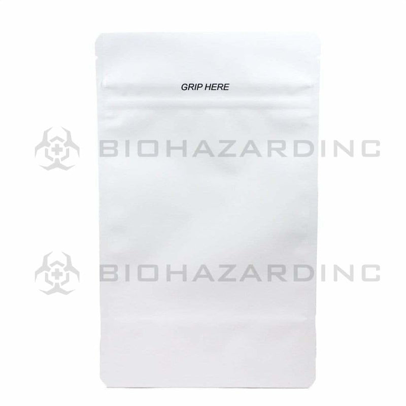 Biohazard Inc Child Resistant Mylar Bag White Mylar Bags 5in x 8in - 14g - 1,000 Count (Child Resistant & Tamper Evident)