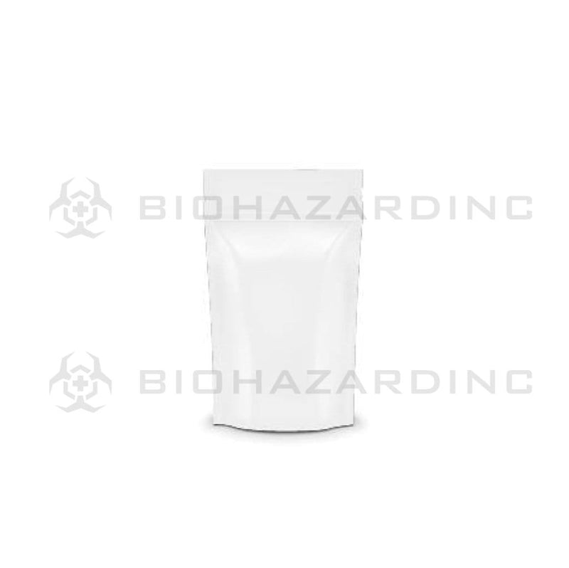 Biohazard Inc Mylar Bag White Mylar Bags w/ Tear Notch 3.62in x 5in - 3.5g - 1,000 Count (Tamper Evident)