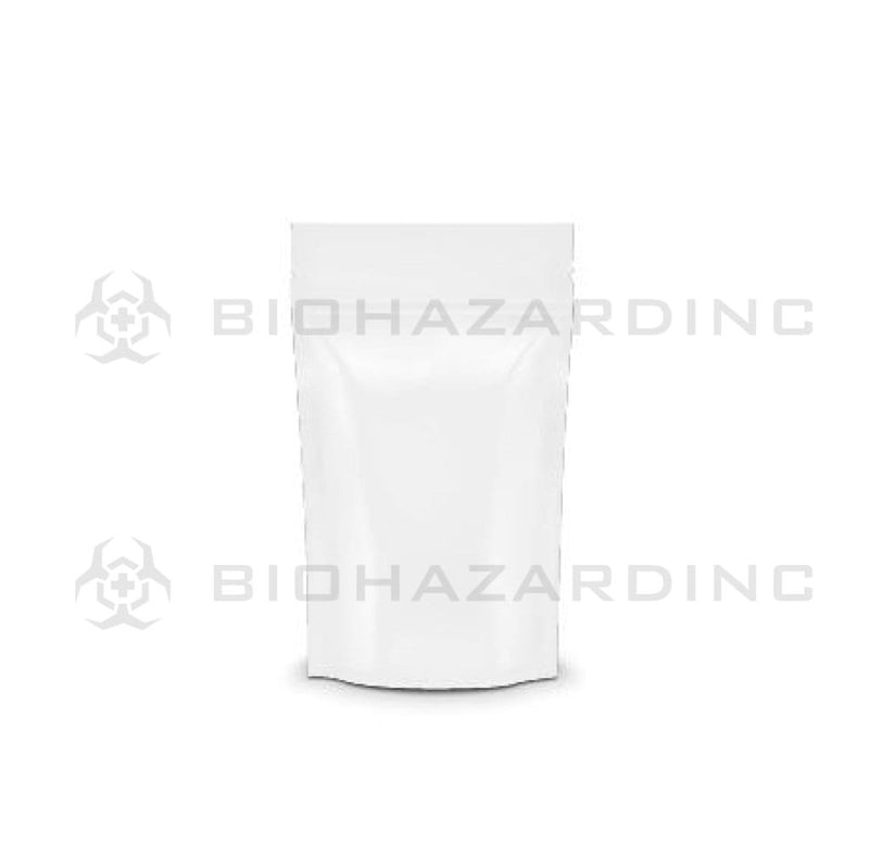 Biohazard Inc Mylar Bag White Mylar Bags w/ Tear Notch 4in x 6.5in - 7g - 1,000 Count (Tamper Evident)