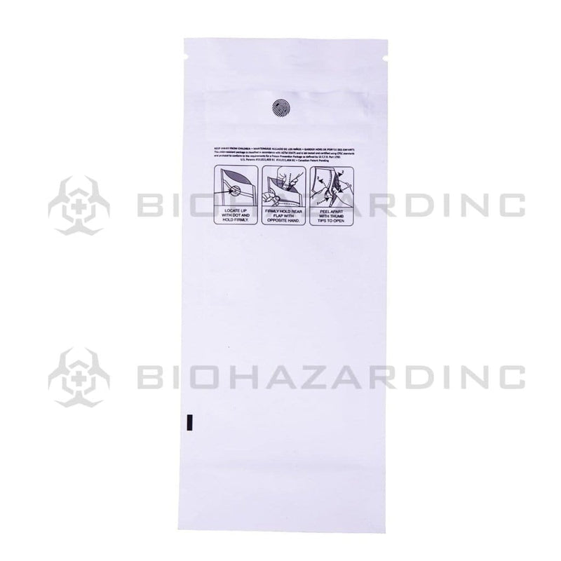 Biohazard Inc Child Resistant Mylar Bag White Vista Mylar Bags 3in x 7.25in - 1,000 Count (Child Resistant & Tamper Evident)