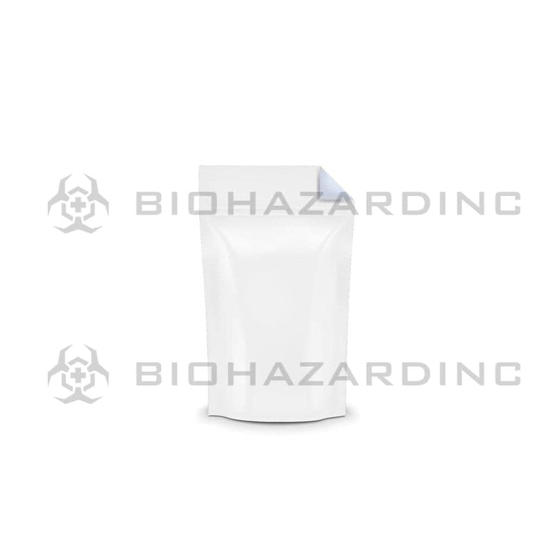 Biohazard Inc Mylar Bag White Vista Mylar Bags w/ Tear Notch 3.62in x 5in - 3.5g - 1,000 Count (Tamper Evident)