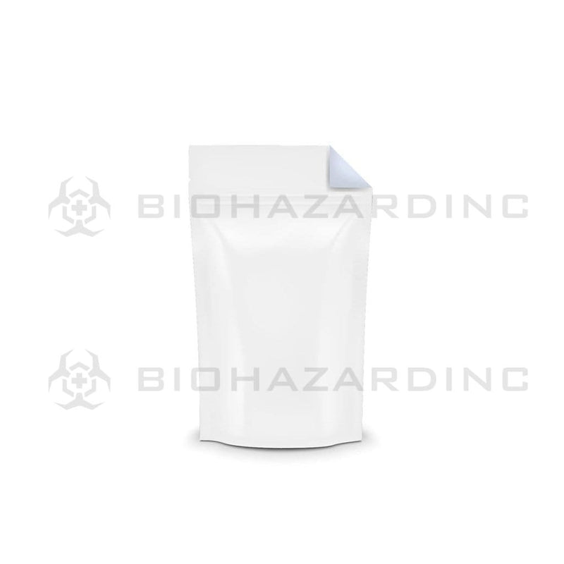 Biohazard Inc Mylar Bag White Vista Mylar Bags w/ Tear Notch 4in x 6.5in - 7g - 1,000 Count (Tamper Evident)