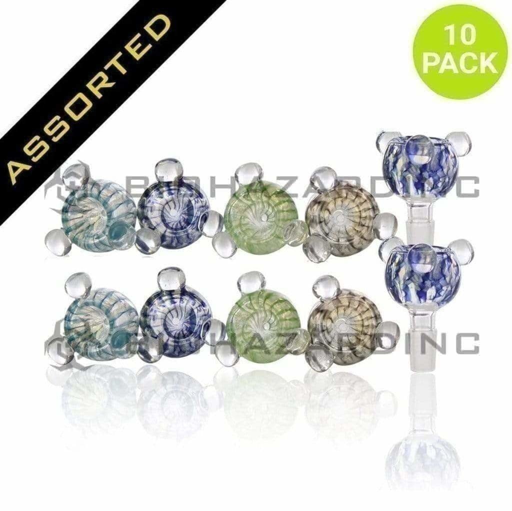 Biohazard Inc 14mm Bowl Wrap & Rake Color Worked Bowl 14mm - 10 Count