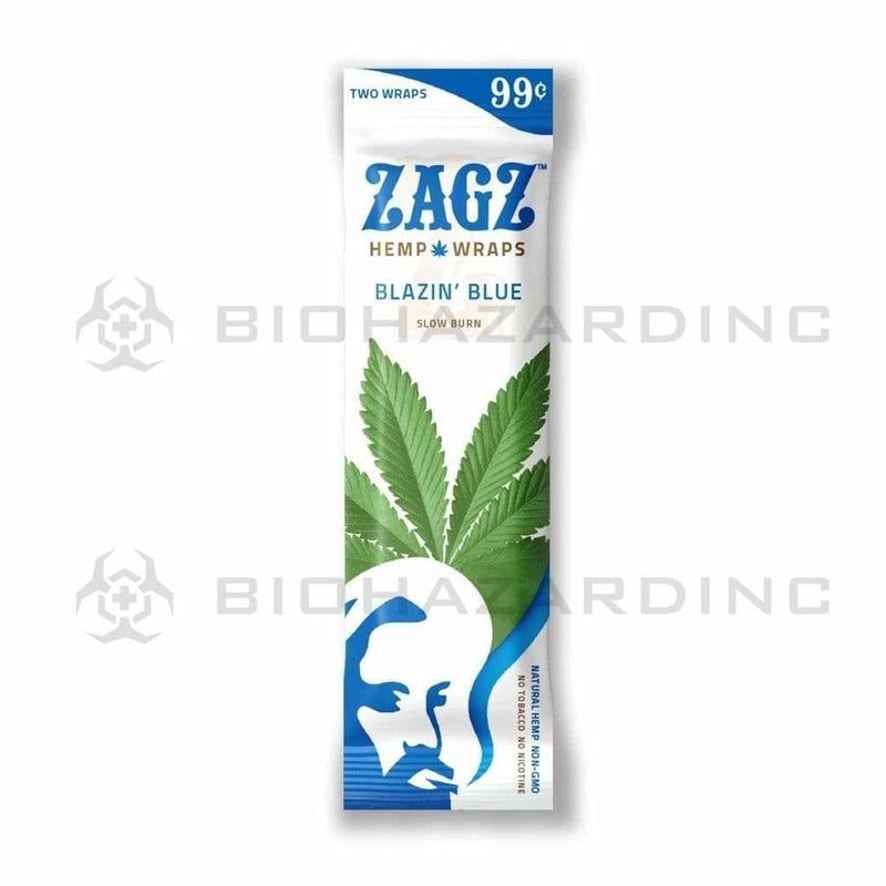 Biohazard Inc Rolling Papers Zig Zagz Hemp Wraps Blazin Blue - 25 Count