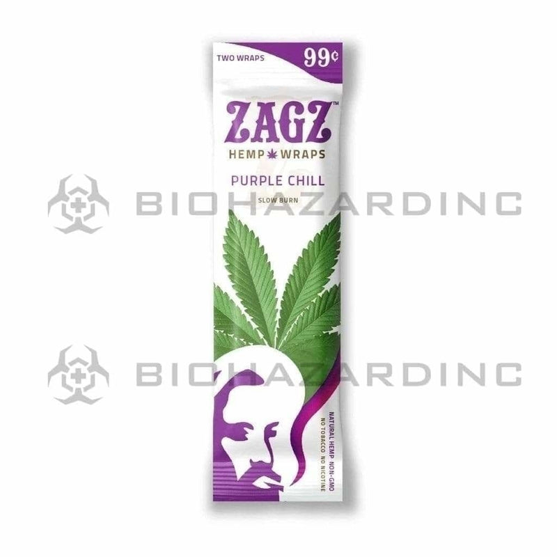 Biohazard Inc Rolling Papers Zig Zagz Hemp Wraps Purple Chill - 25 Count