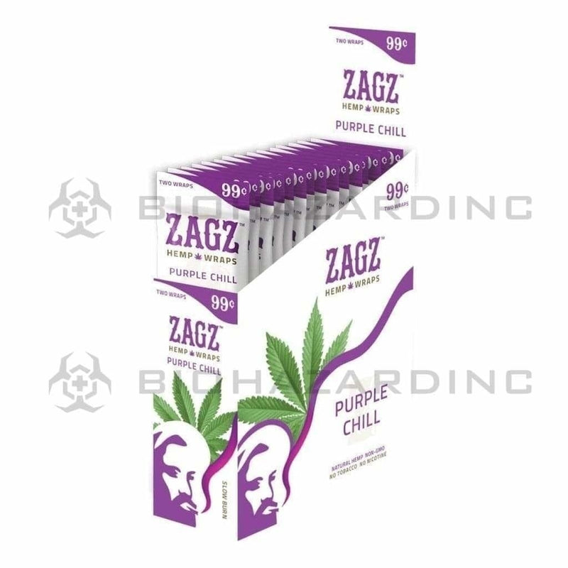 Biohazard Inc Rolling Papers Zig Zagz Hemp Wraps Purple Chill - 25 Count