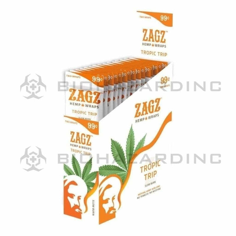 Biohazard Inc Rolling Papers Zig Zagz Hemp Wraps Tropic Trip - 25 Count